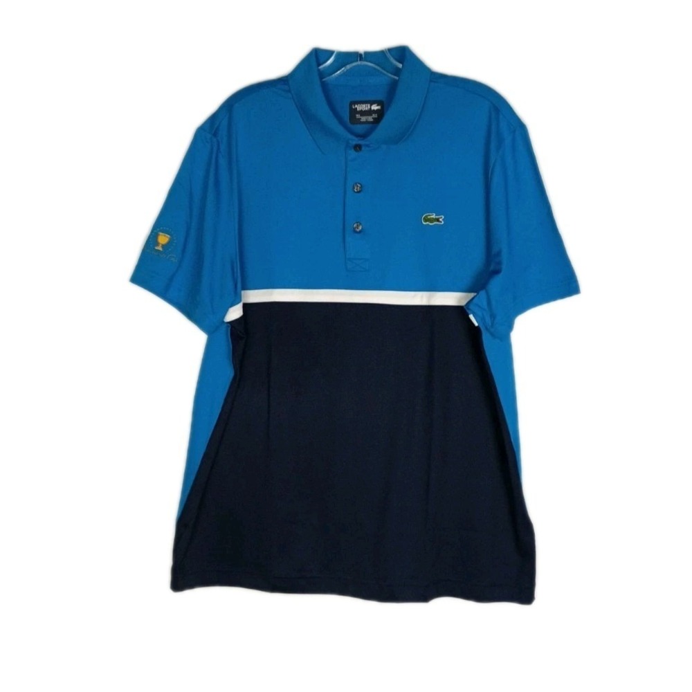 Lacoste Sport Shirt Polo Men XL golf Presidents Cup Light Blue NWT Short Sleeves
